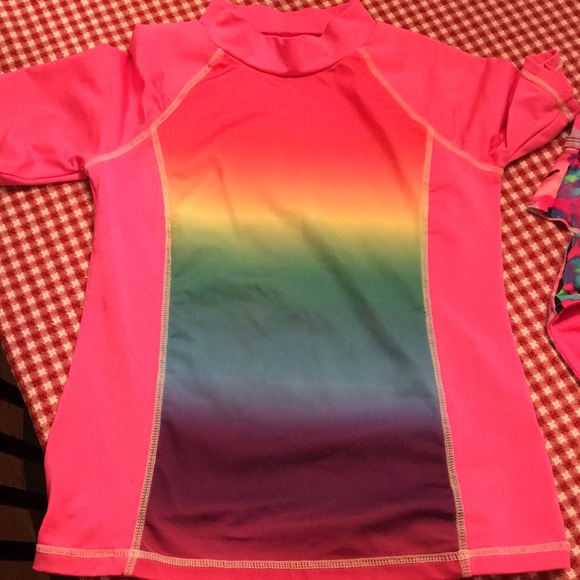 Justice Swimwear Tankini bikini and upf top - Picture 3 of 6